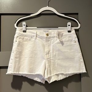 Frame White denim shorts